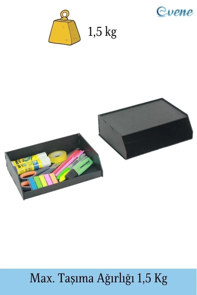 Evene Gizli Çekmece Organizer Masa Altı Saklama Kabı Siyah Renk Model 3 - Resim 7