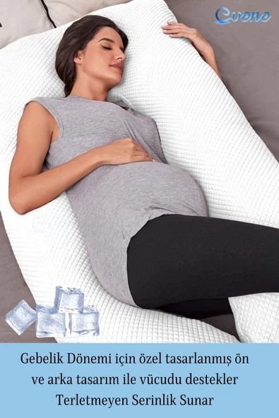 Evene Hamile Yastığı Destekli Soğuk Tutan Klima Özellikli Uyku Emzirme Gebelik Minderi Hamile Yatak 2,5 Kg - 5