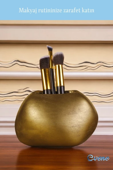 Evene Makyaj Organizeri Makyaj Fırçalığı Makyaj Organizer Düzenleyici Altın Eskitme Renk Model 22 - Resim 3