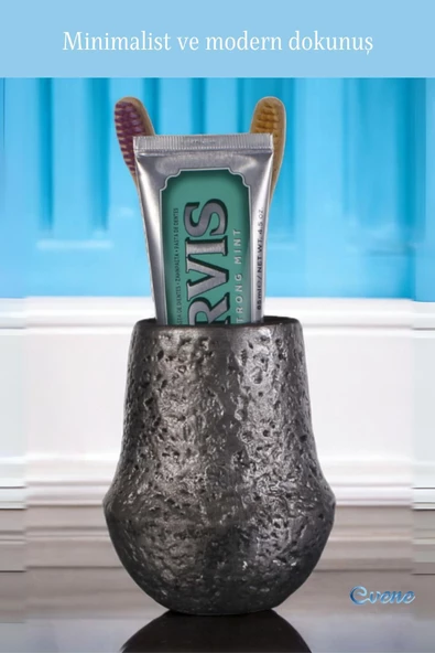 Evene Diş Fırçalığı Diş Fırçalık Diş Fırçası Standı Diş Fırçası Tutucu Gümüş Eskitme Renk Model 15 - Resim 3