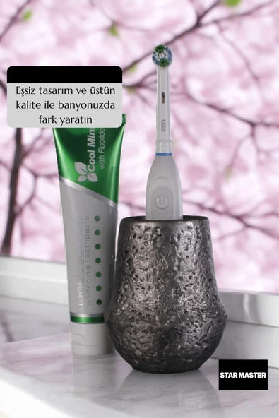 Star Master Diş Fırçası Kabı Diş Fırçalığı Fırçalık Gümüş Eskitme Renk Model 15 - Resim 3