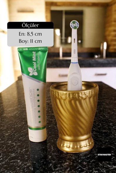 Star Master Diş Fırçası Kabı Diş Fırçalığı Fırçalık Altın Renk Model 14 - 2