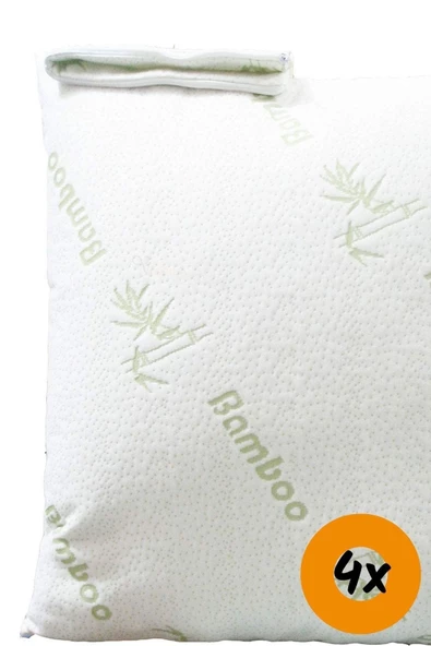 Viselia Bambu Yastık Kılıfı Fermuarlı Pamuklu Yastık Yüzü 50x70 Cm 4 Adet