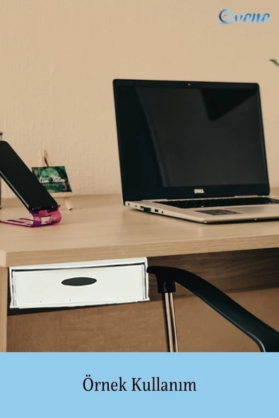 Evene Gizli Çekmece Organizer Masa Altı Saklama Kabı Beyaz Renk Model 5 - Resim 3