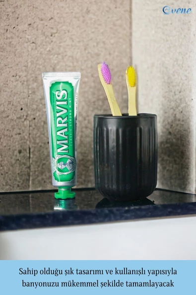 Evene Diş Fırçalığı Diş Fırçalık Diş Fırçası Standı Diş Fırçası Tutucu Siyah Model 11 - 3