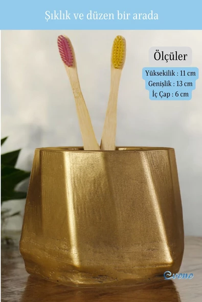 Evene Diş Fırçalığı Diş Fırçalık Diş Fırçası Standı Diş Fırçası Tutucu Altın Eskitme Renk Model 17 - Resim 2