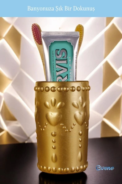 Evene Diş Fırçalığı Diş Fırçalık Diş Fırçası Standı Diş Fırçası Tutucu Altın Model 10 - Resim 5