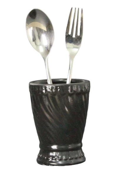 Evene Tezgah Üstü Kaşıklık Dekoratif Dik Kaşıklık Silindir Kaşıklık Siyah Renk Model 14 ürün görseli 1