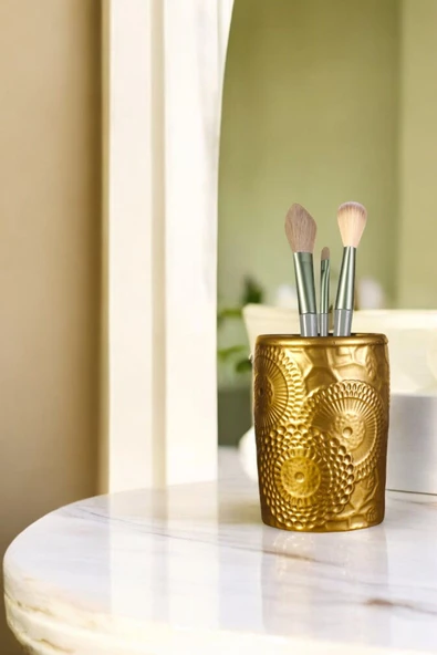 Evene Makyaj Organizeri Makyaj Fırçalığı Makyaj Organizer Düzenleyici Altın Eskitme Renk Model 12 ürün görseli 1