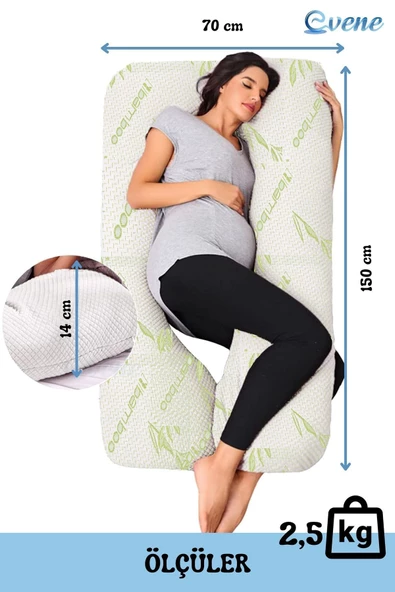 Evene Hamile Yastığı Destekli Bambu Uyku Emzirme Minderi Gebelik Minder Ve Hamilelik Yatak 2,5 Kg - 2