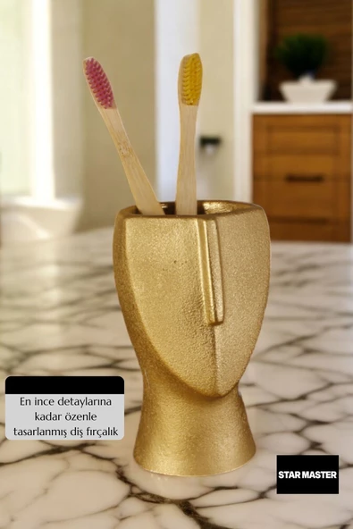 Star Master Diş Fırçası Kabı Diş Fırçalığı Fırçalık Altın Renk Model 23 - 5