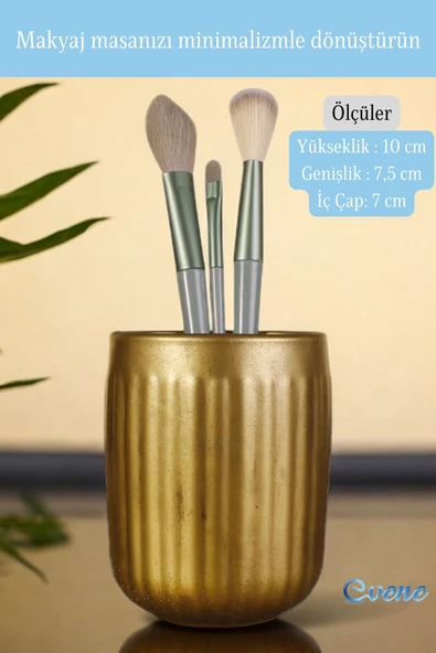 Evene Makyaj Organizeri Makyaj Fırçalığı Makyaj Organizer Düzenleyici Altın Eskitme Renk Model 11 - Resim 2