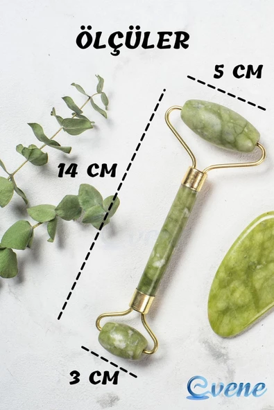 Evene Yüz Masaj Aleti Yüz Masaj Taşı Yeşim Taşı Face Roller Yüz Sıkılaştırıcı 3 Adet - 2