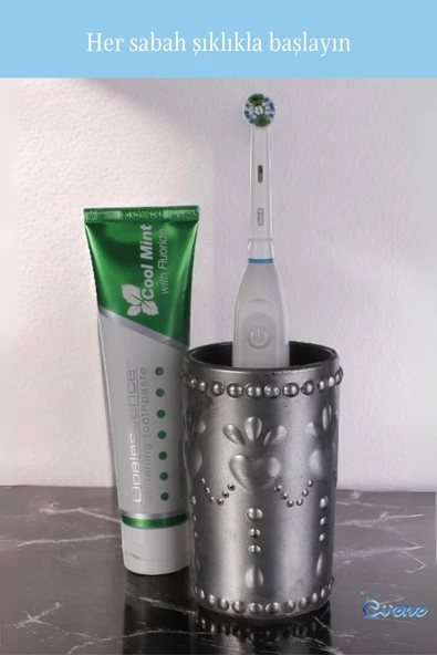 Evene Diş Fırçalığı Diş Fırçalık Diş Fırçası Standı Diş Fırçası Tutucu Gümüş Eskitme Model 10 - Resim 4