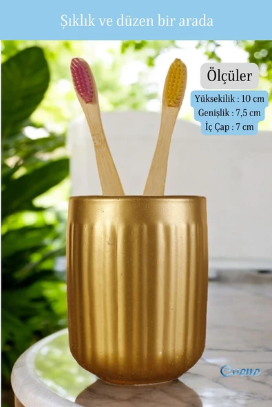 Evene Diş Fırçalığı Diş Fırçalık Diş Fırçası Standı Diş Fırçası Tutucu Altın Model 11 - Resim 2