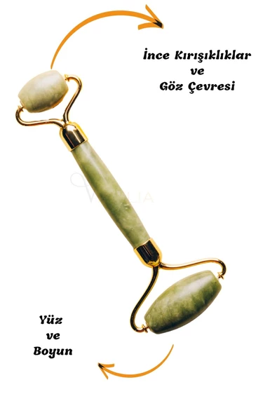 Viselia Yeşim Taşı Yüz Masaj Aleti Doğal Çift Taraflı Taş Jade Roller 3 Adet - 4