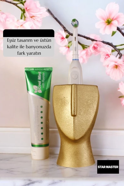 Star Master Diş Fırçası Kabı Diş Fırçalığı Fırçalık Altın Renk Model 23 - 3