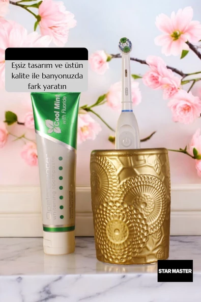 Star Master Diş Fırçası Kabı Diş Fırçalığı Fırçalık Altın Renk Model 12 - 3