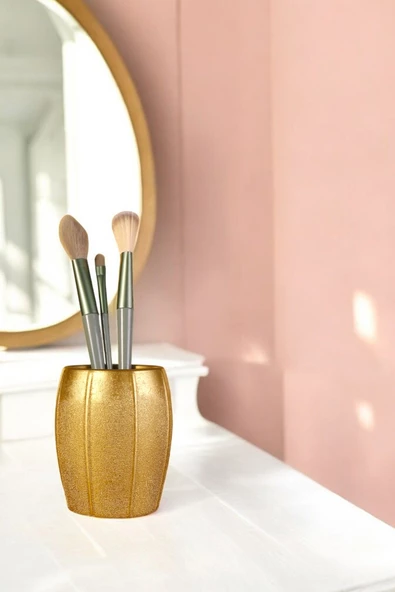 Evene Makyaj Organizeri Makyaj Fırçalığı Makyaj Organizer Düzenleyici Altın Renk Model 13 ürün görseli 1