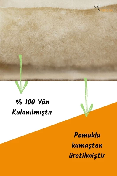 Viselia Tek Kişilik Yün Yorgan Ve 1500 gr Yün Yastık Serin Tutucu Terletmeyen Uyku Seti Organik Yün - 5