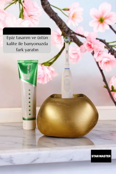 Star Master Diş Fırçası Kabı Diş Fırçalığı Fırçalık Altın Renk Model 22 - 3