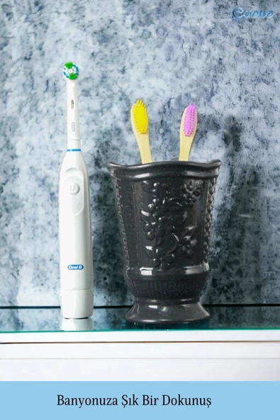 Evene Diş Fırçalığı Diş Fırçalık Diş Fırçası Standı Diş Fırçası Tutucu Siyah Model 9 - Resim 5