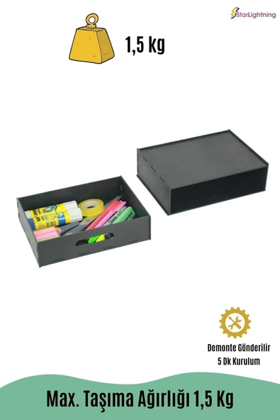 StarLightning Gizli Çekmece Organizer Masa Altı Saklama Kabı Siyah Renk Model 1 - Resim 4