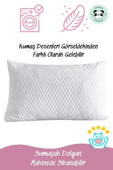 Pandogo Yastık Boncuk Elyaf Antibakteriyel Uyku Yastığı Pamuklu 800 Gr + Pamuklu Fermuarlı Kılıf 2 Adet - 6