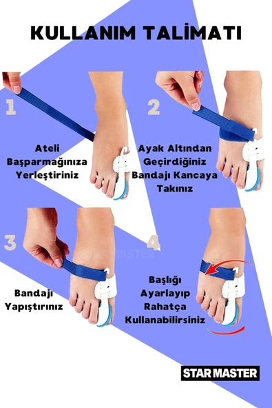 Star Master Baş Parmak Düzeltici Aparat Ayak Parmak Kemik Düzeltici Ateli Bunyon - 3