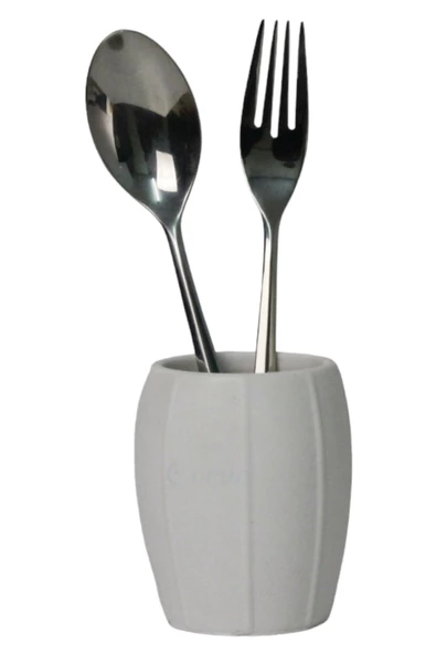 Evene Tezgah Üstü Kaşıklık Dekoratif Dik Kaşıklık Silindir Kaşıklık Beyaz Renk Model 13 ürün görseli 1