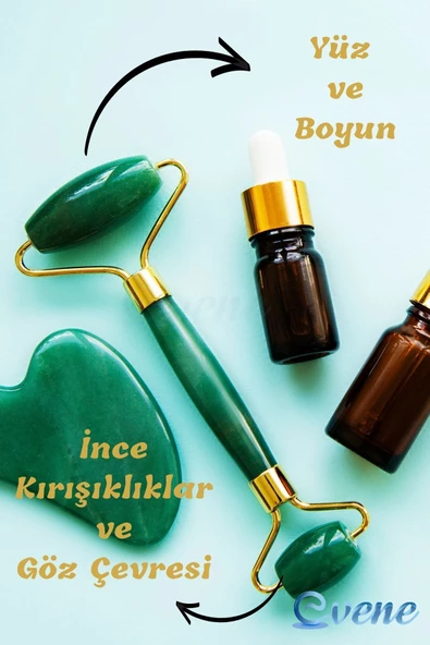 Evene Yüz Masaj Aleti Yüz Masaj Taşı Yeşim Taşı Face Roller Yüz Sıkılaştırıcı 3 Adet - 4