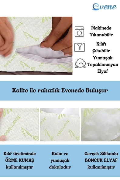 Evene Hamile Yastığı Destekli Bambu Uyku Emzirme Minderi Gebelik Minder Ve Hamilelik Yatak 2,5 Kg - 3