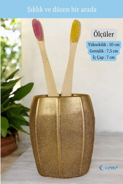 Evene Diş Fırçalığı Diş Fırçalık Diş Fırçası Standı Diş Fırçası Tutucu Altın Eskitme Model 13 - 2
