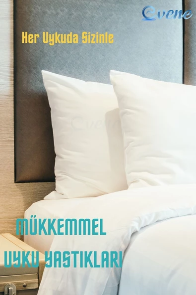 Evene Yastık Silikon Elyaf 2 Adet Antibakteriyel Dolgu Uyku Yastığı Pamuklu Dikişli Kılıf 900 gr - 8
