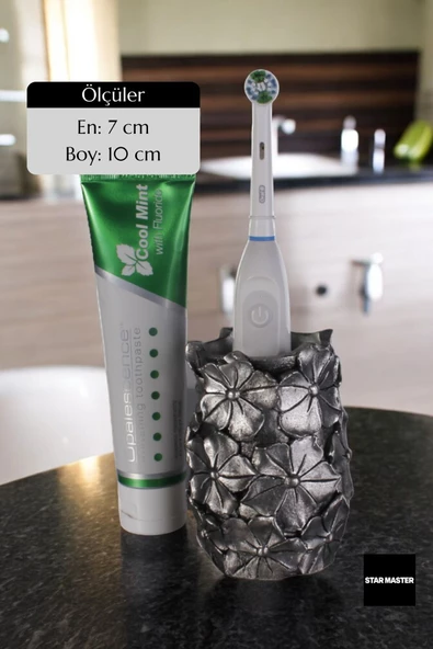 Star Master Diş Fırçası Kabı Diş Fırçalığı Fırçalık Gümüş Eskitme Renk Model 16 - Resim 2
