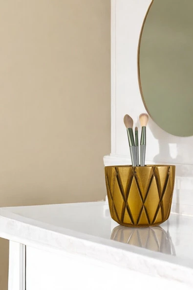 Evene Makyaj Organizeri Makyaj Fırçalığı Makyaj Organizer Düzenleyici Altın Eskitme Renk Model 18 ürün görseli 1