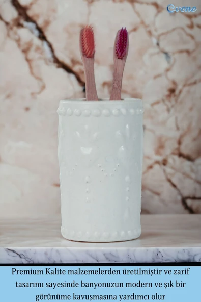 Evene Diş Fırçalığı Diş Fırçalık Diş Fırçası Standı Diş Fırçası Tutucu Beyaz Model 10 - Resim 4