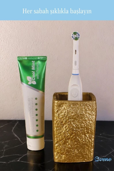 Evene Diş Fırçalığı Diş Fırçalık Diş Fırçası Standı Diş Fırçası Tutucu Altın Model 7 - Resim 4