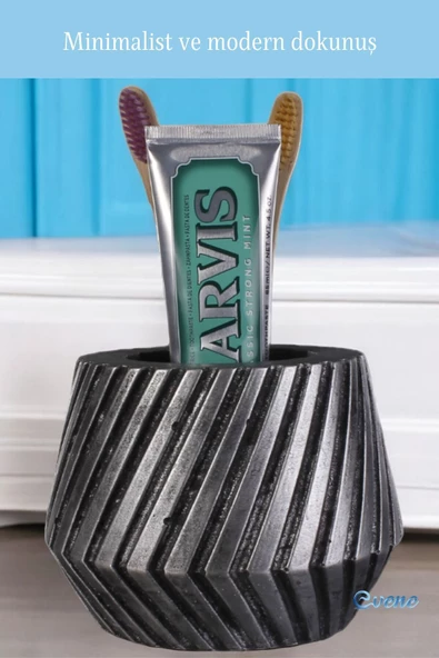 Evene Diş Fırçalığı Diş Fırçalık Diş Fırçası Standı Diş Fırçası Tutucu Gümüş Eskitme Renk Model 21 - Resim 3