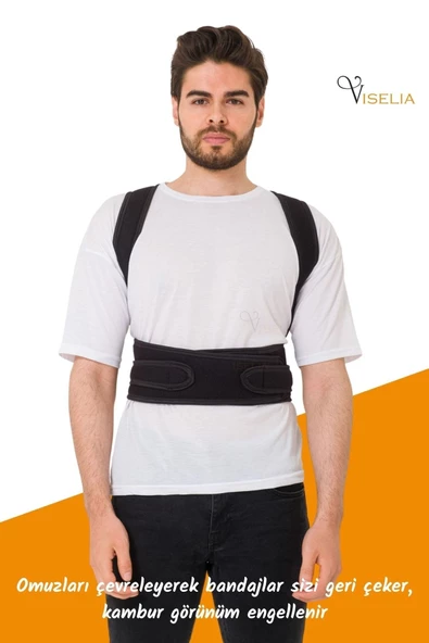 Viselia Dik Duruş Korsesi Çift Balenli Bel Sırt Korse - 3
