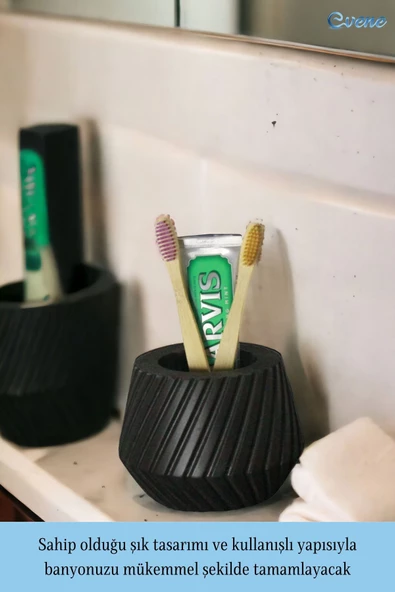 Evene Diş Fırçalığı Diş Fırçalık Diş Fırçası Standı Diş Fırçası Tutucu Siyah Model 21 - Resim 3