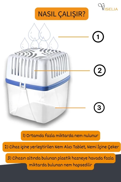 Viselia Nem Alıcı Set 2 Cihaz Ve 10 Adet Yedek Tablet Rutubet Giderici Önleyici Küf Engelleyici 12x450 Gr - Resim 7