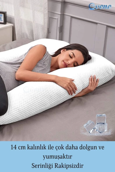 Evene Hamile Yastığı Destekli Soğuk Tutan Klima Özellikli Uyku Emzirme Gebelik Minderi Hamile Yatak 2,5 Kg - 6