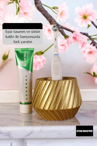 Star Master Diş Fırçası Kabı Diş Fırçalığı Fırçalık Altın Renk Model 21 - 3