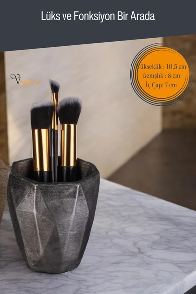 Viselia Makyaj Duzenleyici Makyaj Organizeri Makyaj Fırçalığı Makyaj Fırçası Gümüş Eskitme Renk Model 2 - Resim 2