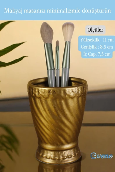 Evene Makyaj Organizeri Makyaj Fırçalığı Makyaj Organizer Düzenleyici Altın Eskitme Renk Model 14 - 2