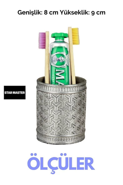 Star Master Diş Fırçası Kabı Diş Fırçalığı Fırçalık Gümüş Eskitme Renk Model 4 - 3