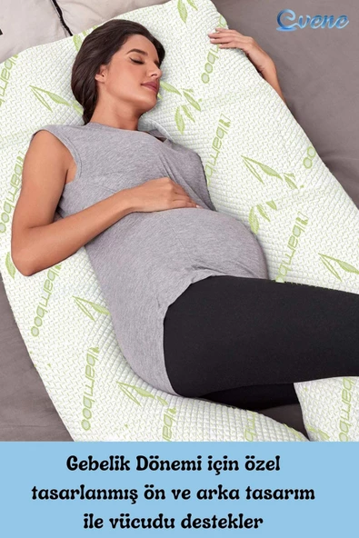 Evene Hamile Yastığı Destekli Bambu Uyku Emzirme Minderi Gebelik Minder Ve Hamilelik Yatak 2,5 Kg - 4