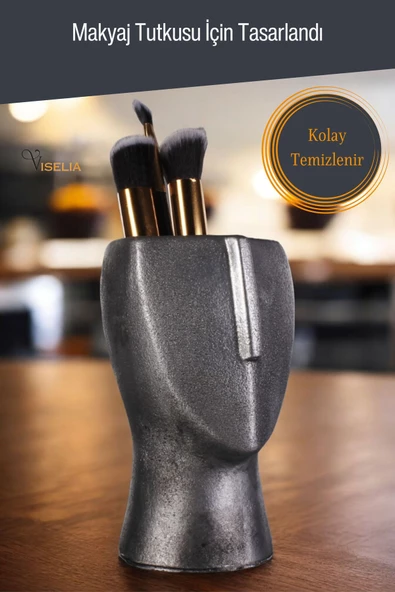 Viselia Makyaj Duzenleyici Makyaj Organizeri Makyaj Fırçalığı Makyaj Fırçası Gümüş Eskitme Renk Model 23 - Resim 5