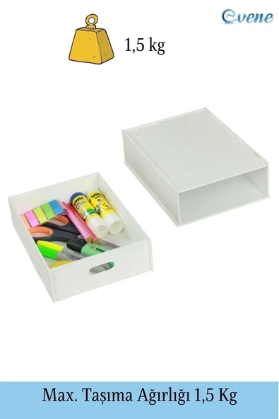Evene Gizli Çekmece Organizer Masa Altı Saklama Kabı Beyaz Renk Model 4 - 7